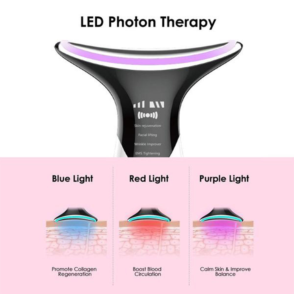 Skin Rejuvenation EMS LED Photon Therapy Neck Massager- USB Charging