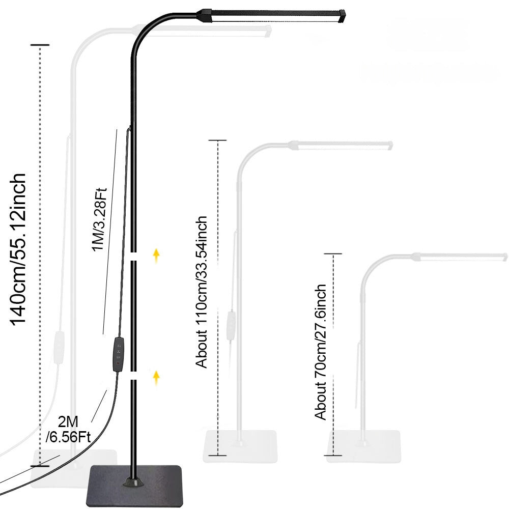 LED Floor Lamp Dimmable Floor Standing Light Adjustable Gooseneck Night Light