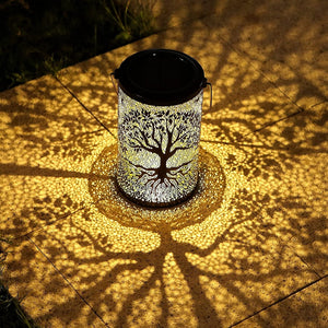 Hanging Solar Lantern Outdoor Waterproof Vintage Metal LED Lights