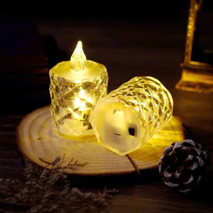 Crystal Candles LED Light Transparent Flameless Battery Power Lantern Night Lamp