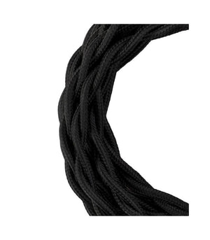 Decorative Textile Cable twisted 2C black 3m